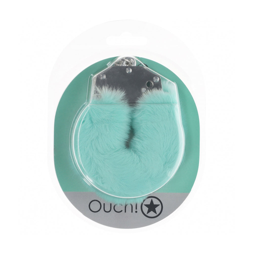 Ouch! Heavy-Duty Fluffy Handcuffs Powder Green | 8714273043085 | Discreet Personal Wellness