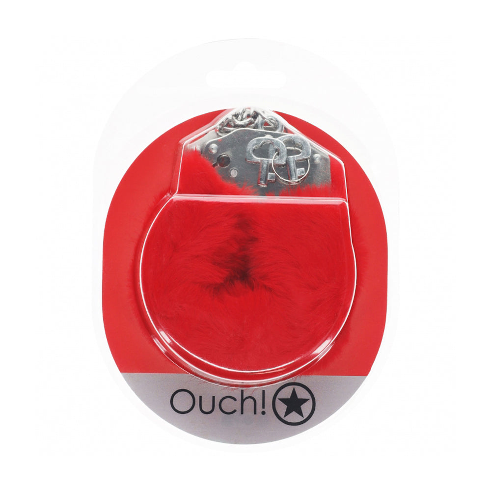 Ouch! Heavy-Duty Fluffy Handcuffs Red | 8714273043146 | Discreet Personal Wellness