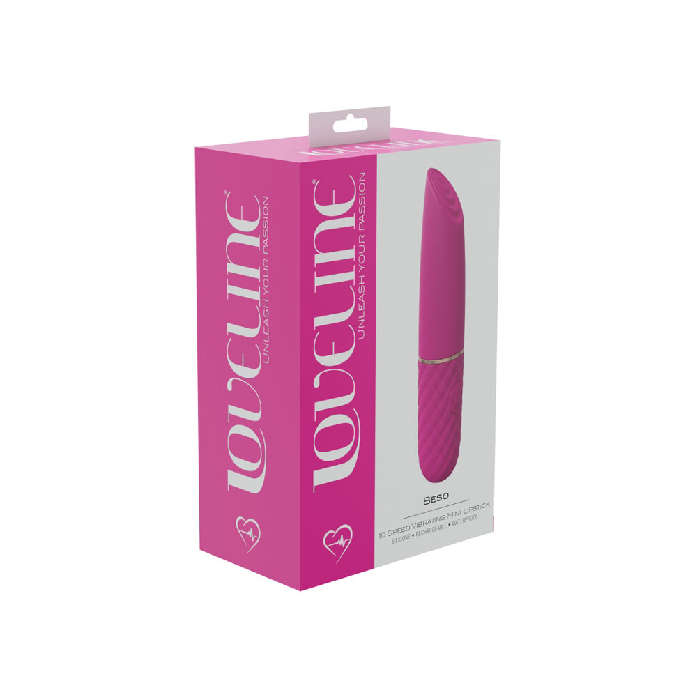 Beso 10 Speed Vibrating Mini-Lipstick Silicone Rechargeable Waterproof Pink | 8714273052247 | Discreet Personal Wellness