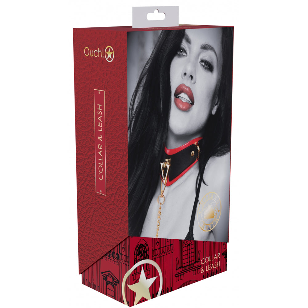 Ouch! Milan Collection Collar With Leash Black/Red | 8714273055941 | Discreet Personal Wellness