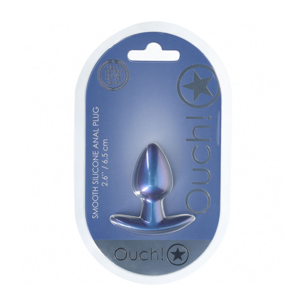 Ouch! Anal Plug Small Silicone Metallic Blue | 8714273056825 | Discreet Personal Wellness