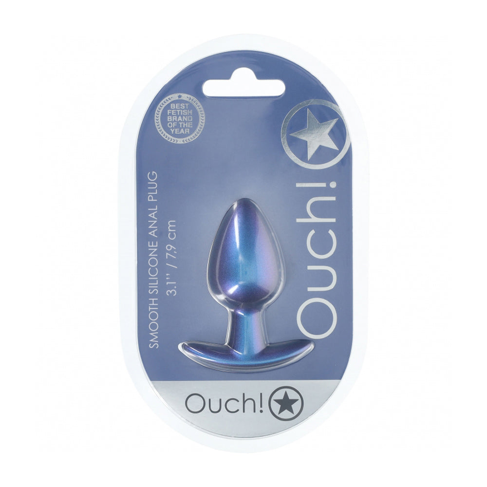 Ouch! Anal Plug Medium Silicone Metallic Blue | 8714273056863 | Discreet Personal Wellness