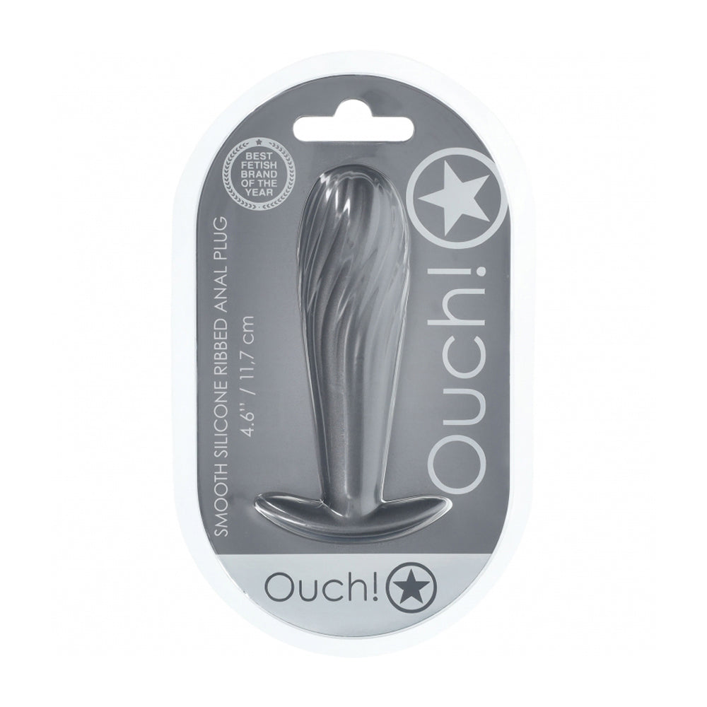 Ouch! Ribbed Anal Plug Silicone Gun Metal | 8714273057150 | Discreet Personal Wellness