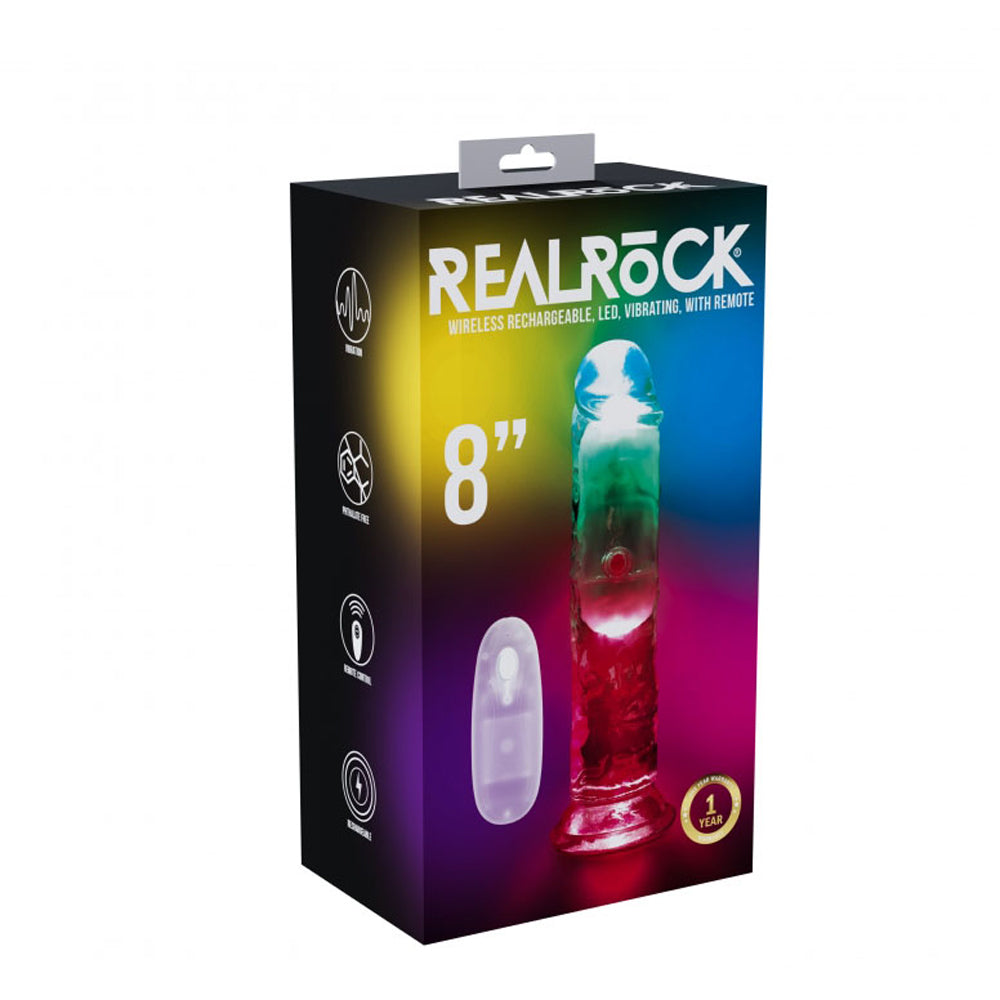Realrock Led Vibrating Dildo No Balls 8" | 8714273059642 | Discreet Personal Wellness