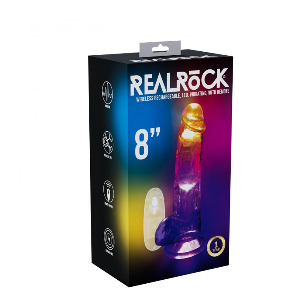 Realrock Led Vibrating Dildo With Balls 8" | 8714273059659 | Discreet Personal Wellness