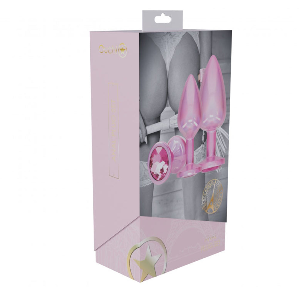 Ouch! Paris Collection Metal Anal Plug Set Pink | 8714273061751 | Discreet Personal Wellness
