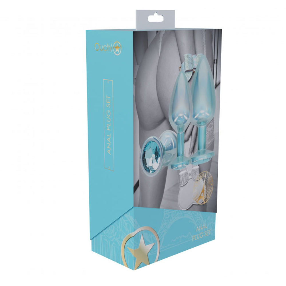 Ouch! Paris Collection Metal Anal Plug Set Blue | 8714273061768 | Discreet Personal Wellness