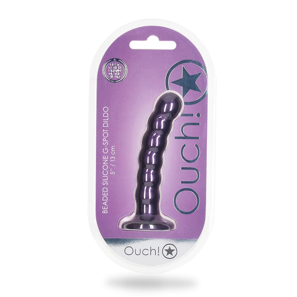 Beaded Silicone G-Spot Dildo 5" Metallic Purple | 8714273494542 | Discreet Personal Wellness