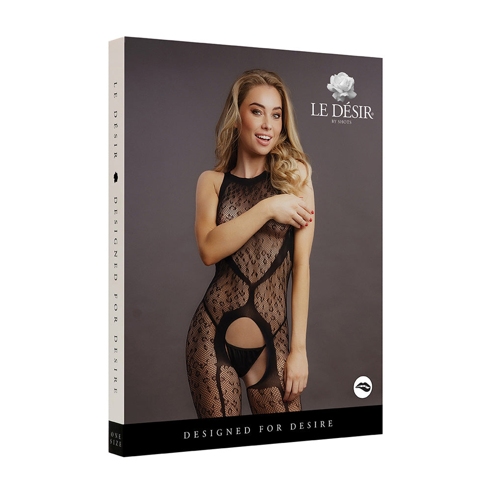Le Desir Crotchless Leopard Bodystocking Black | 8714273495839 | Discreet Personal Wellness