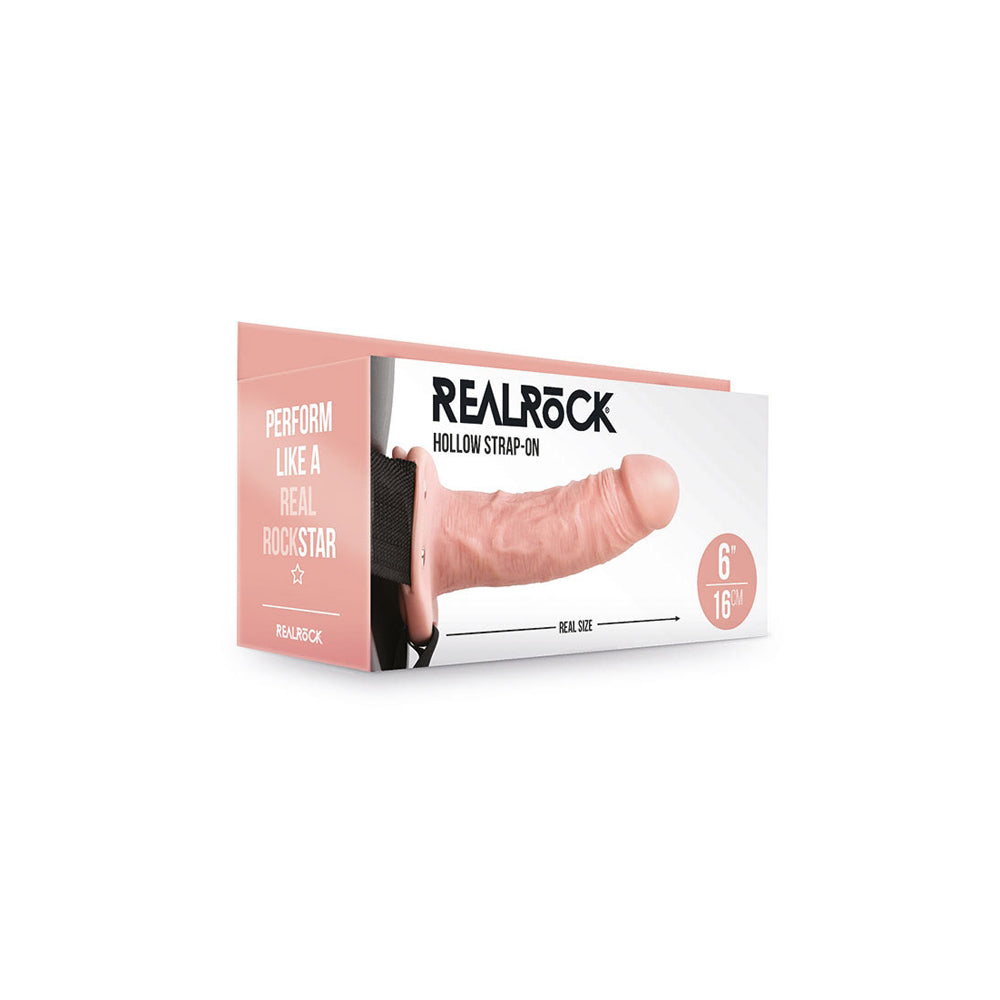 Realrock Hollow Strap-On Without Balls 6" Flesh | 8714273521149 | Discreet Personal Wellness