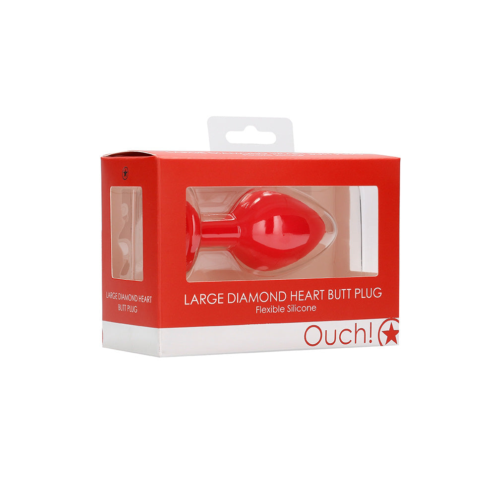 Ouch! Diamond Heart Butt Plug Large Red | 8714273530585 | Discreet Personal Wellness