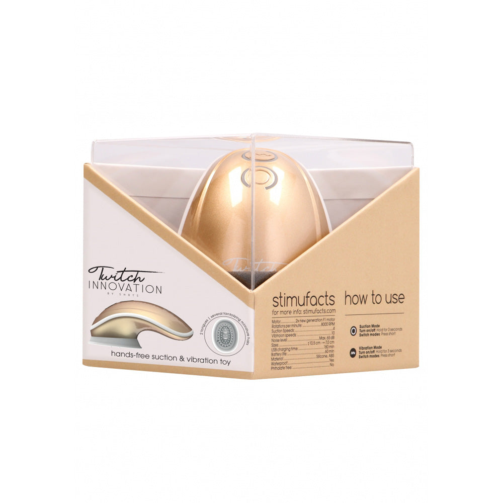 Twitch Hands Free Suction & Vibration Toy Gold | 8714273532084 | Discreet Personal Wellness