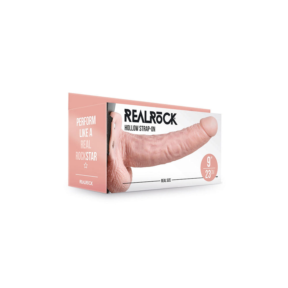 Realrock Hollow Strap-On With Balls 9" Flesh | 8714273533739 | Discreet Personal Wellness