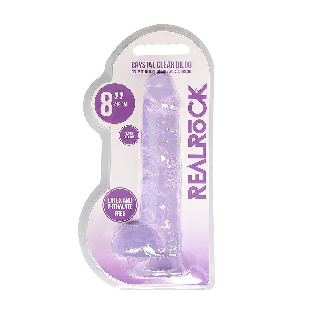Realrock 8" Realistic Dildo With Balls Purple | 8714273543202 | Discreet Personal Wellness