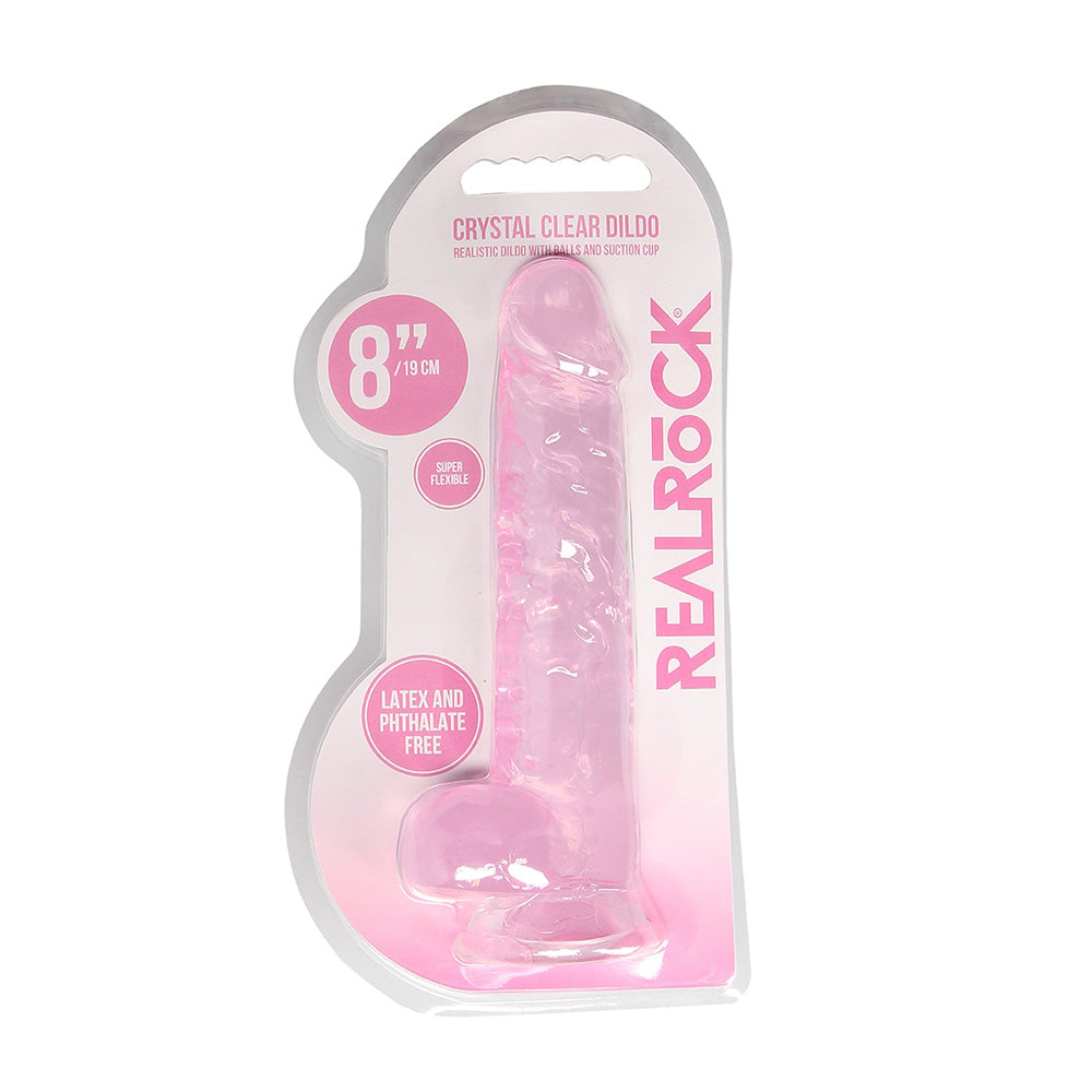 Realrock 8" Realistic Dildo With Balls Pink | 8714273543219 | Discreet Personal Wellness