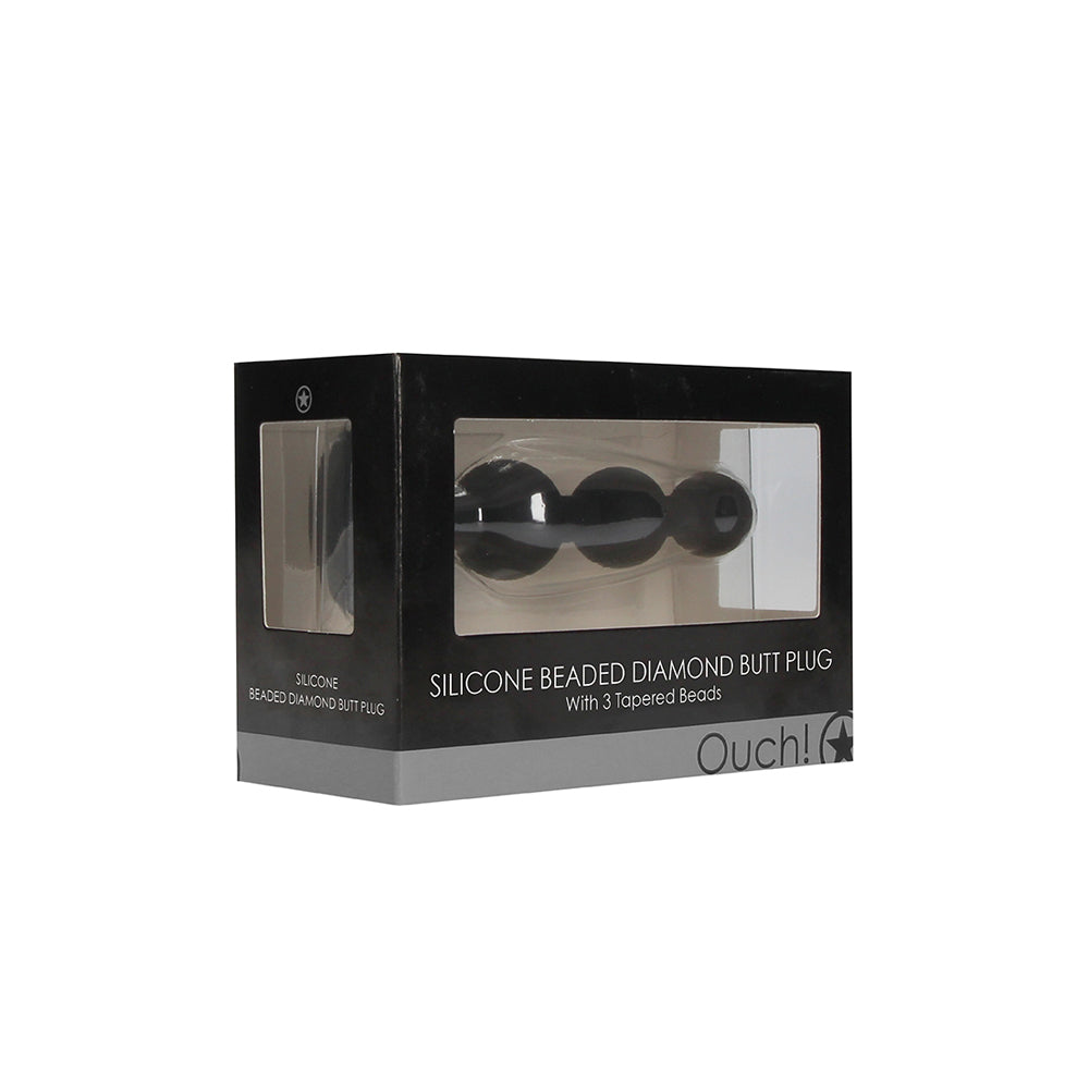 Silicone Beaded Diamond Butt Plug Black | 8714273544117 | Discreet Personal Wellness