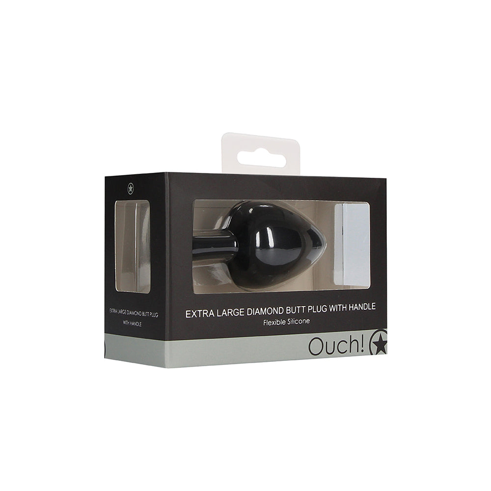 Extra Large Diamond Butt Plug With Handle Black | 8714273544148 | Discreet Personal Wellness