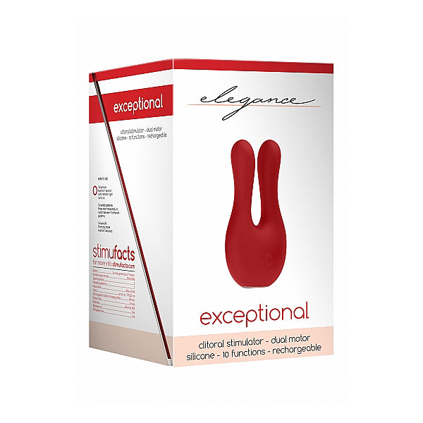 Elegance Dual Motor Clitoral Stimulator Exceptional Red | 8714273925084 | Discreet Personal Wellness