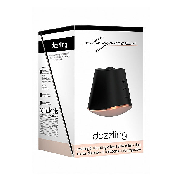 Elegance Rotating & Vibrating Clitoral Stimulator Dazzling Black | 8714273925350 | Discreet Personal Wellness