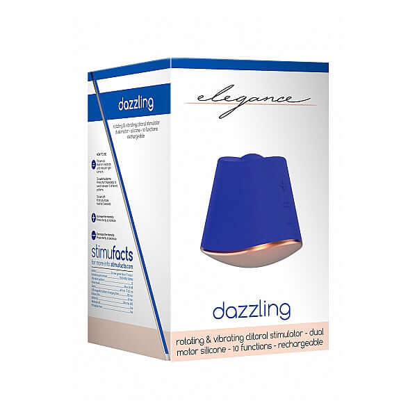 Elegance Rotating & Vibrating Clitoral Stimulator Dazzling Blue | 8714273925411 | Discreet Personal Wellness