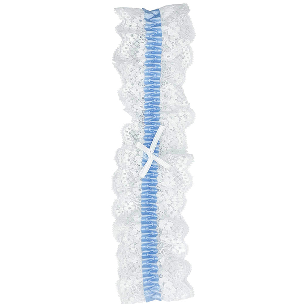 Lace Garter White/Blue O/S | 8932130801177 | Discreet Personal Wellness