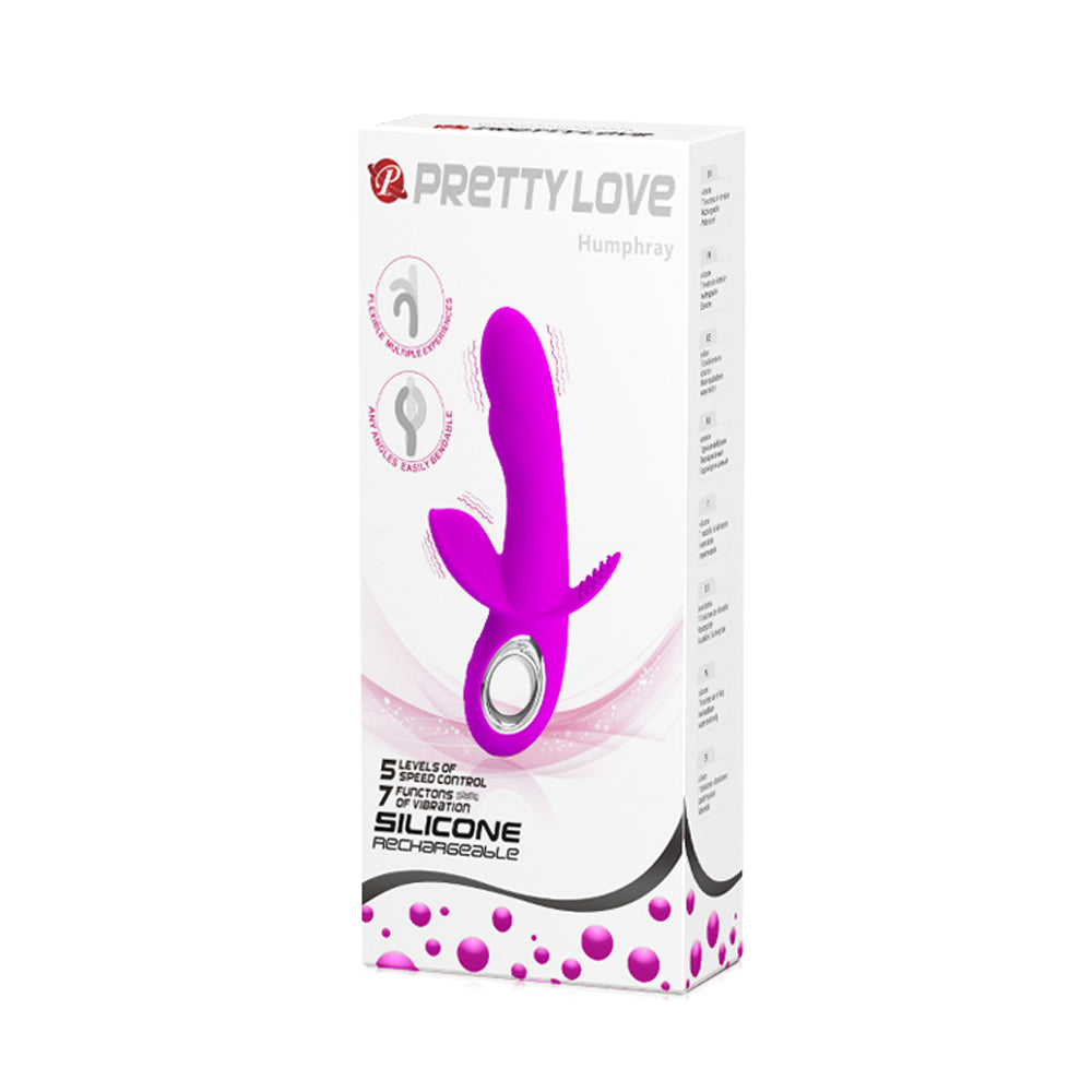 Pretty Love Humphrey Bendable Front and Back Rabbit - Fuchsia | 6959532321937 | Discreet Personal Wellness