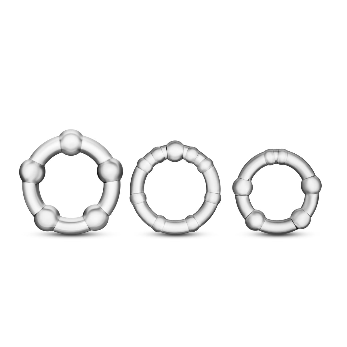 Stay Hard - Beaded Penis Rings - 3 Pack - Clear | 853858007031 | Discreet Personal Wellness