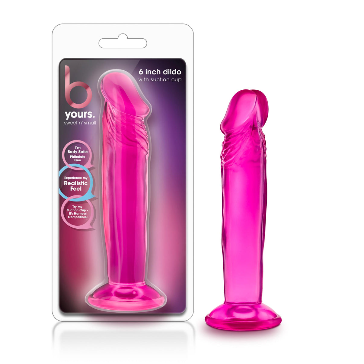 B Yours - Sweet n' Small 6 Inch Dildo With Suction Cup - Pink | 819835023098 | Discreet Personal Wellness