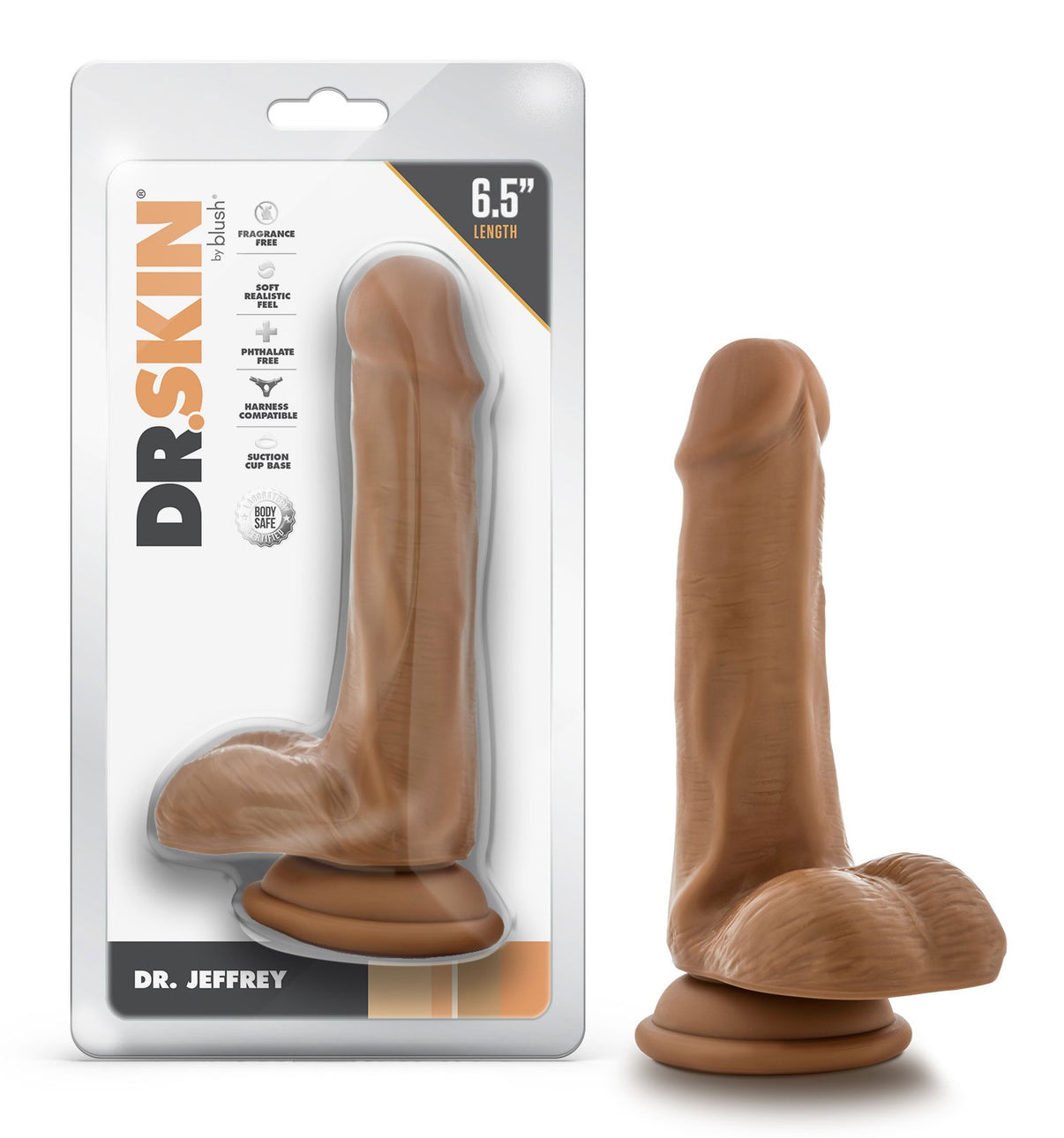 Dr. Skin - Dr. Jeffrey - 6.5 Inch Dildo With Balls - Tan | 819835029304 | Discreet Personal Wellness