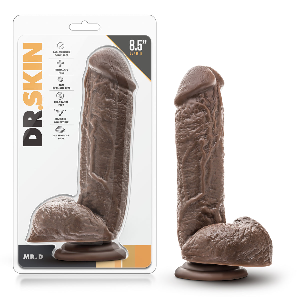 Dr. Skin - Mr. D - 8.5 Inch Dildo - Chocolate | 855215007104 | Discreet Personal Wellness