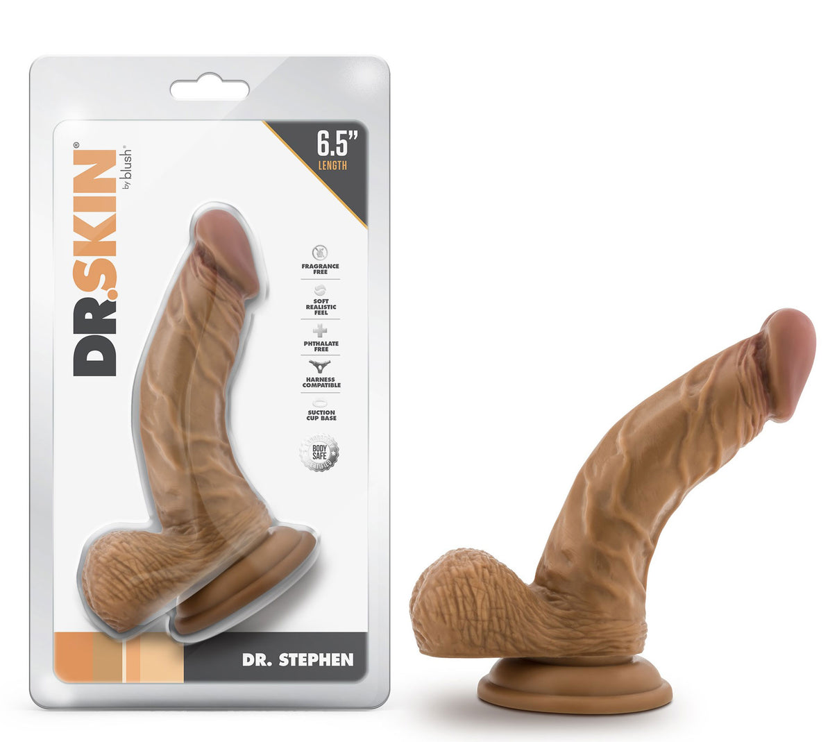 Dr. Skin - Dr. Stephen - 6.5 Inch Dildo With Balls - Tan | 819835029281 | Discreet Personal Wellness