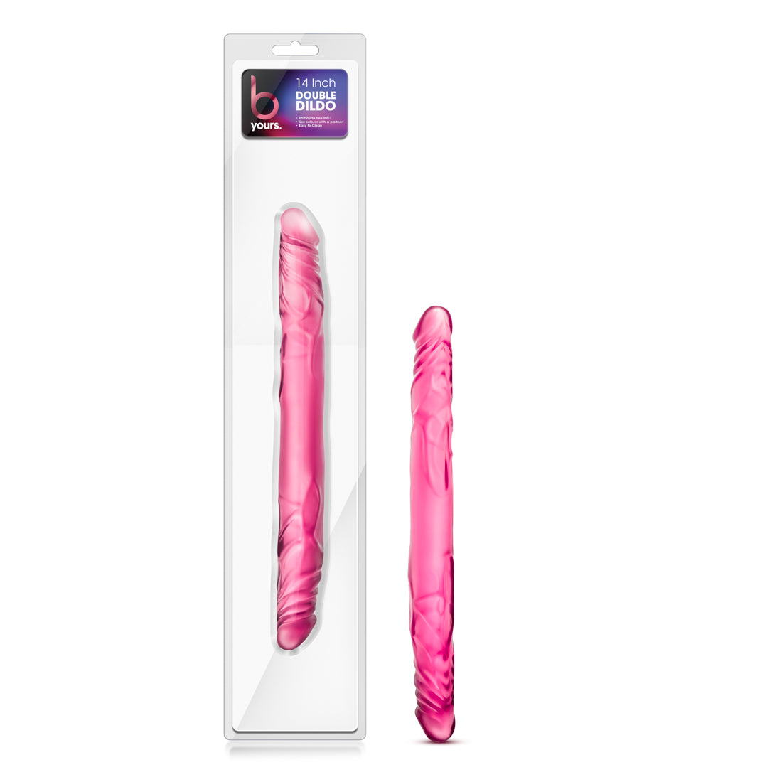 B Yours 14 Inch Double Dildo - Pink | 702730682104 | Discreet Personal Wellness