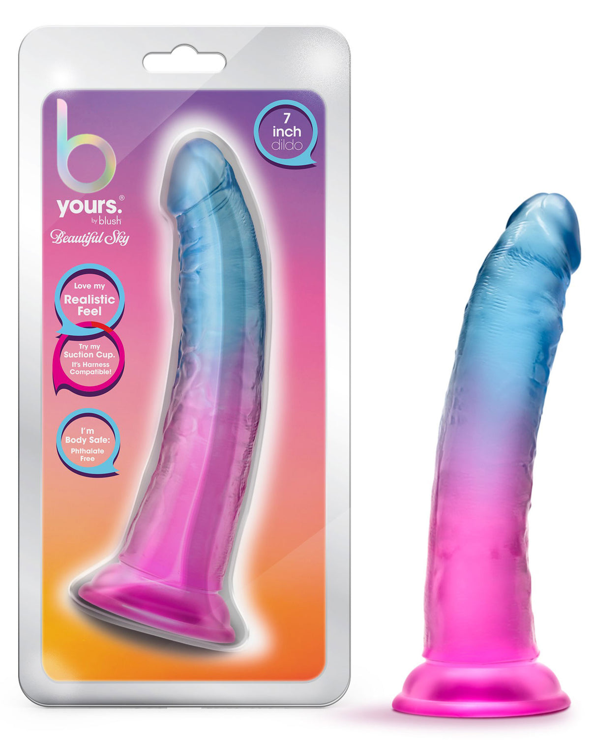 B Yours - Beautiful Sky - 7 Inch Dildo - Sunset | 819835028659 | Discreet Personal Wellness