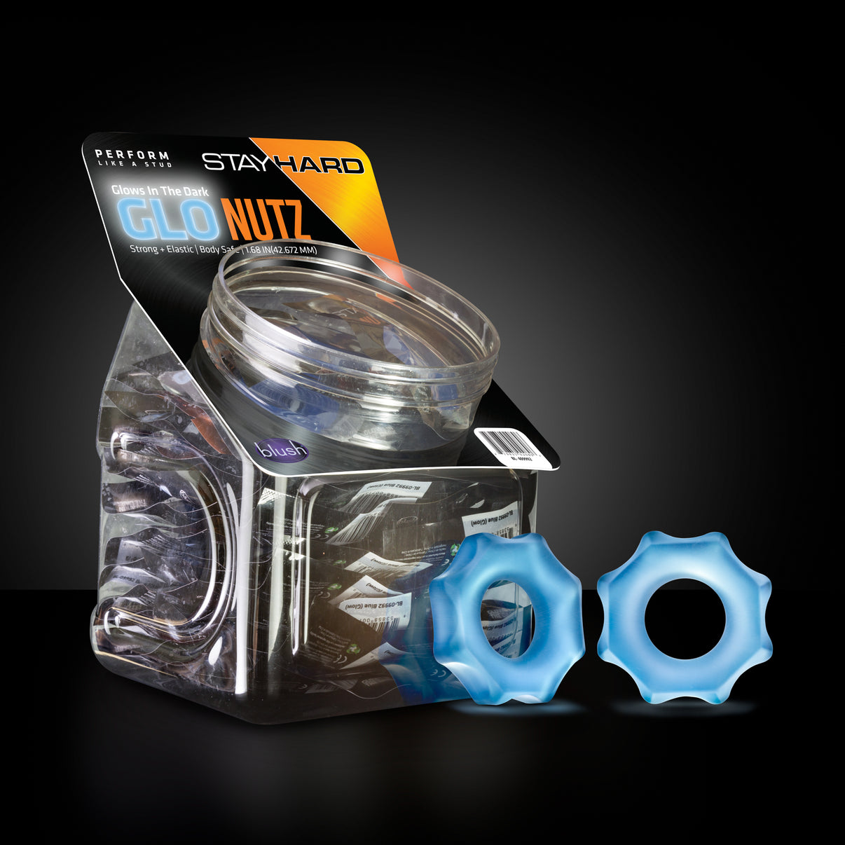 Stay Hard - Glo Nutz - 40 Piece Fishbowl - Blue | 853858007413 | Discreet Personal Wellness