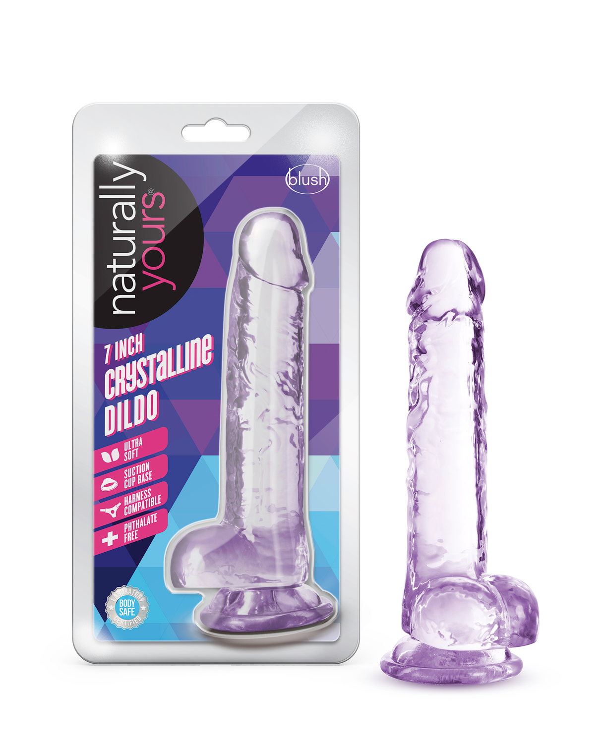 Naturally Yours - 7 Inch Crystalline Dildo - Amethhyst | 819835026860 | Discreet Personal Wellness