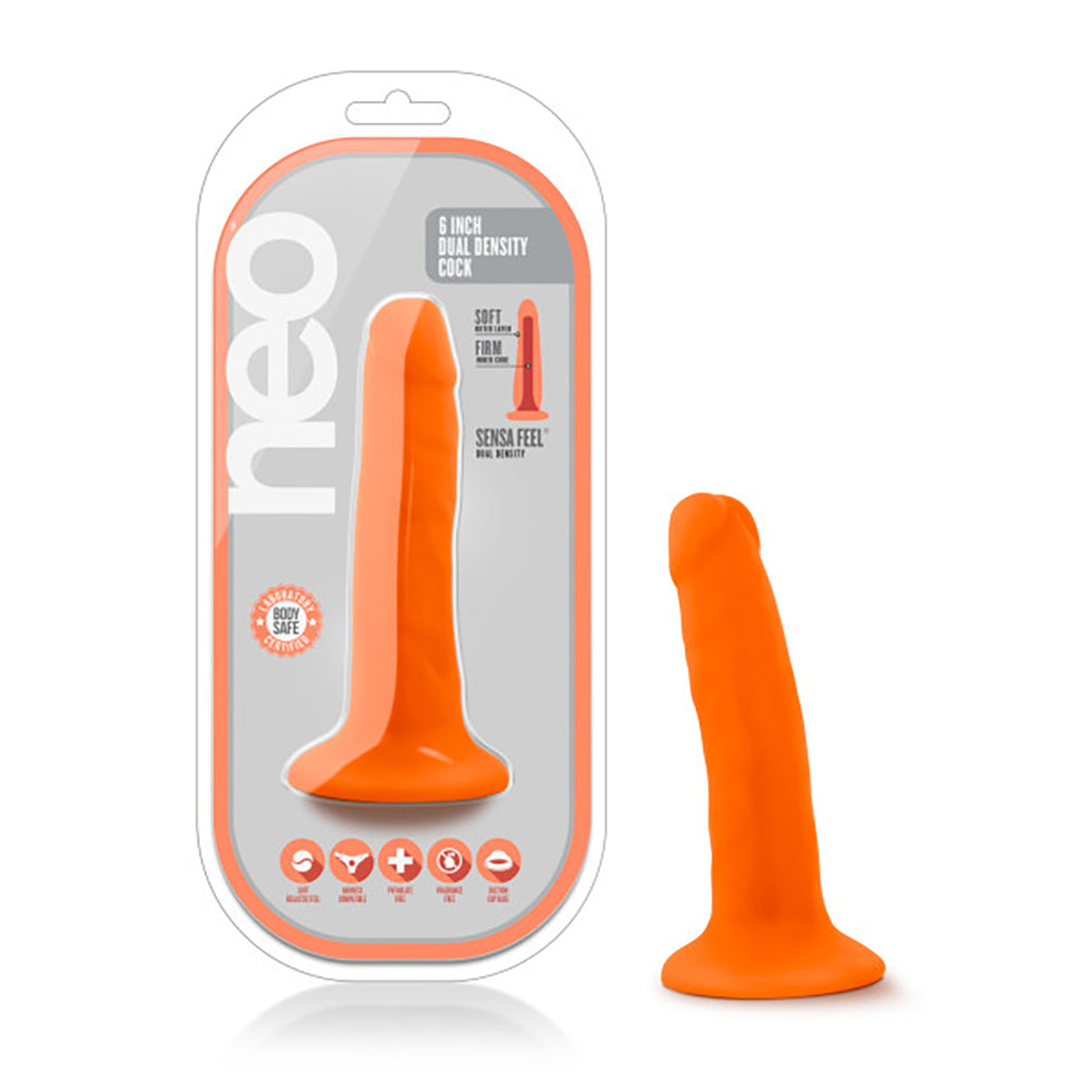 Neo - 5.5 Inch Dual Density Penis - Neon Orange | 819835021490 | Discreet Personal Wellness