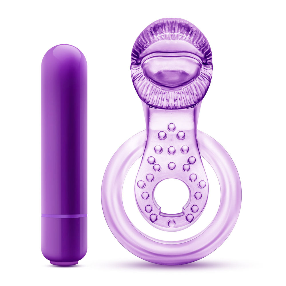 Play With Me - Lick It - Vibrating Double Strap Penisring - Purple | 853858007598 | Discreet Personal Wellness