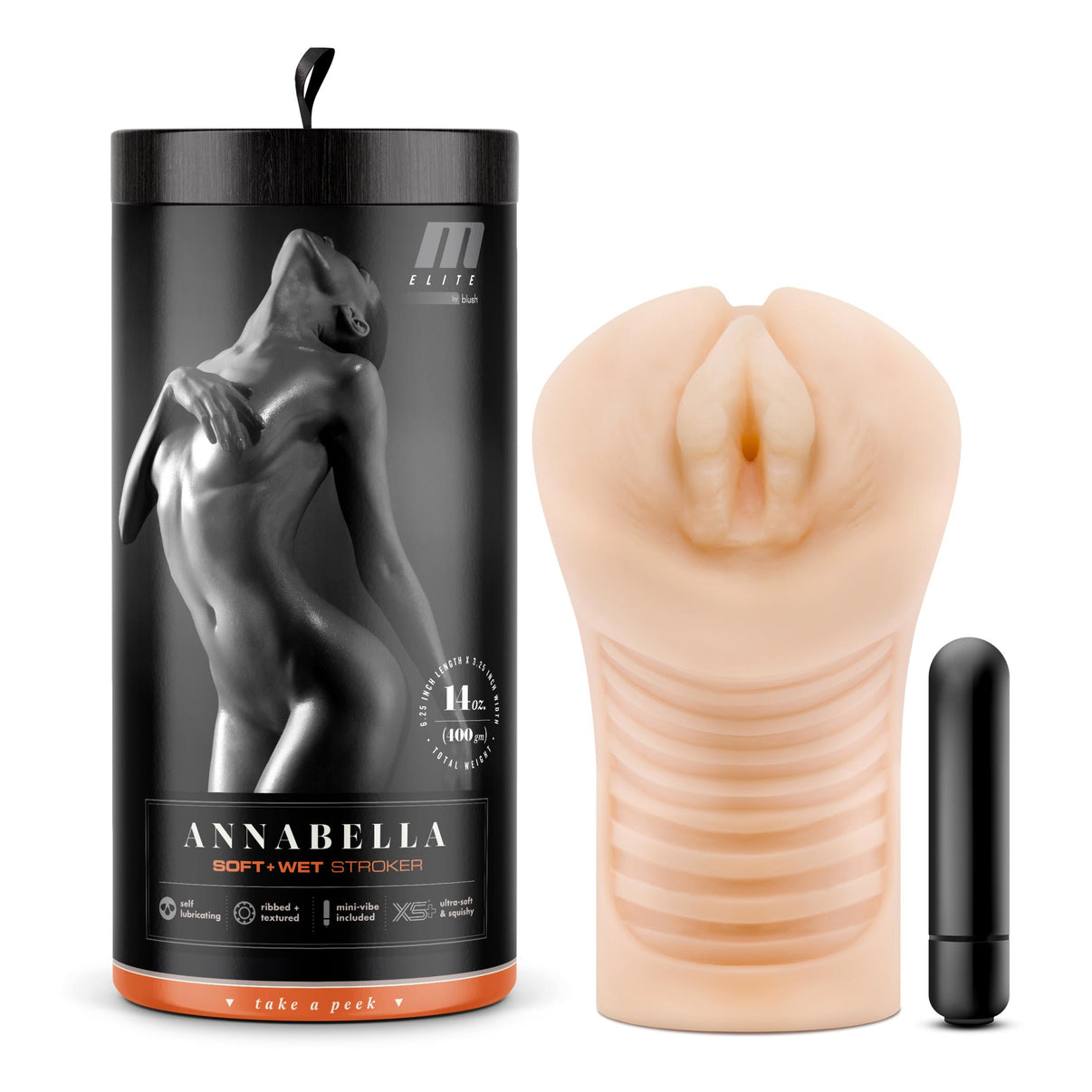 M Elite - Soft and Wet - Annabella Vagina Stroker - Beige | 819835027492 | Discreet Personal Wellness