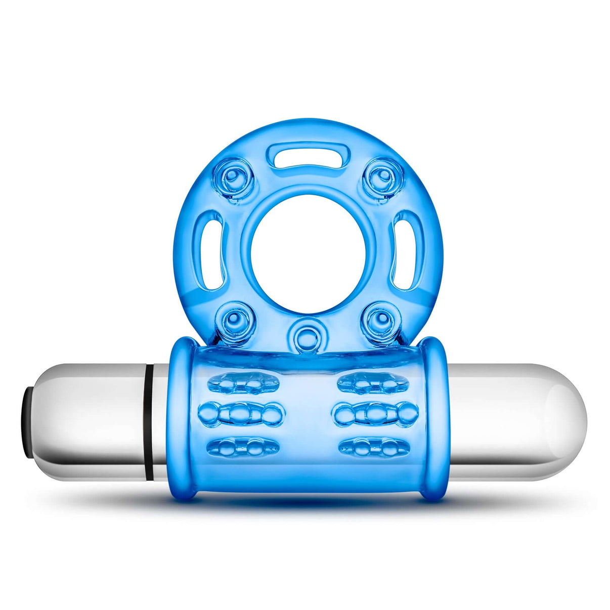 Stay Hard 10 Function Vibrating Bull Ring - Blue | 853858007338 | Discreet Personal Wellness