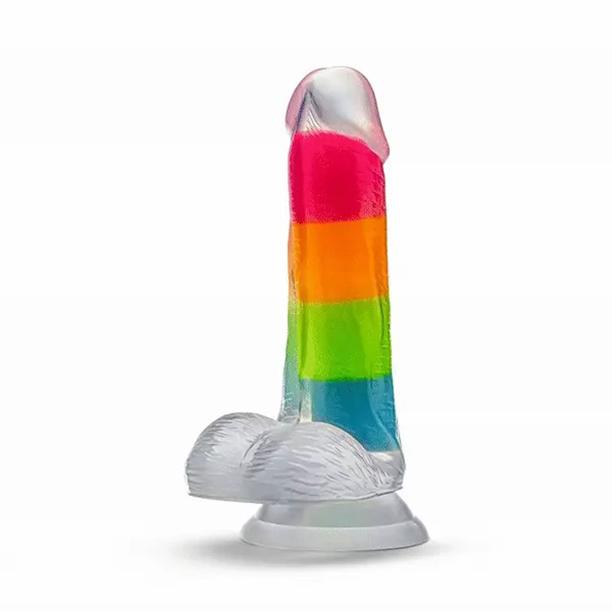 Neo Elite Glow in the Dark Rainbow Rave 6.5" Silicone Dual Density Dildo Multicolored | 810138370650 | Discreet Personal Wellness