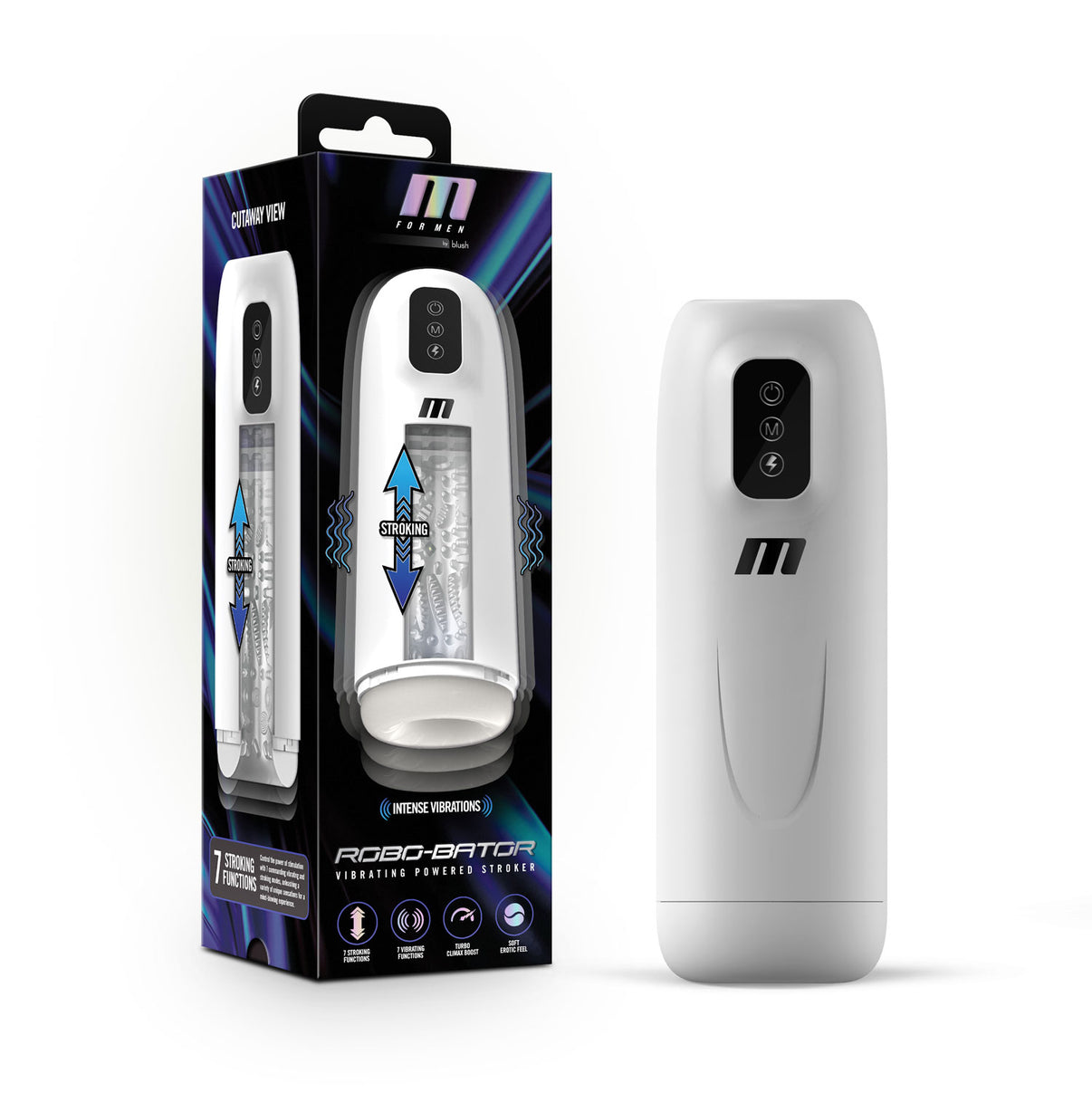 M for Men - Robo-Bator - White | 810138370278 | Discreet Personal Wellness