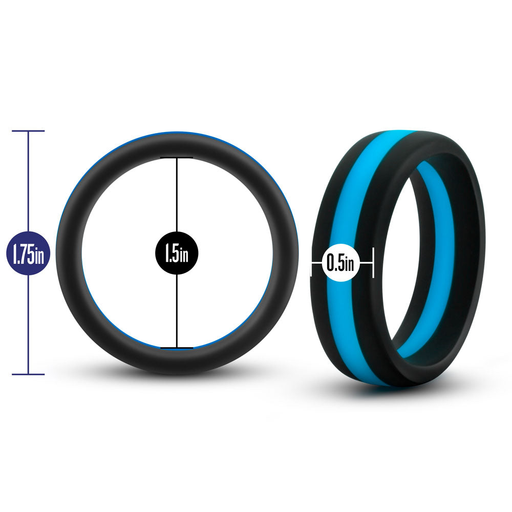 Performance - Silicone Go Pro Penis Ring - Black/blue/black | 853858007734 | Discreet Personal Wellness