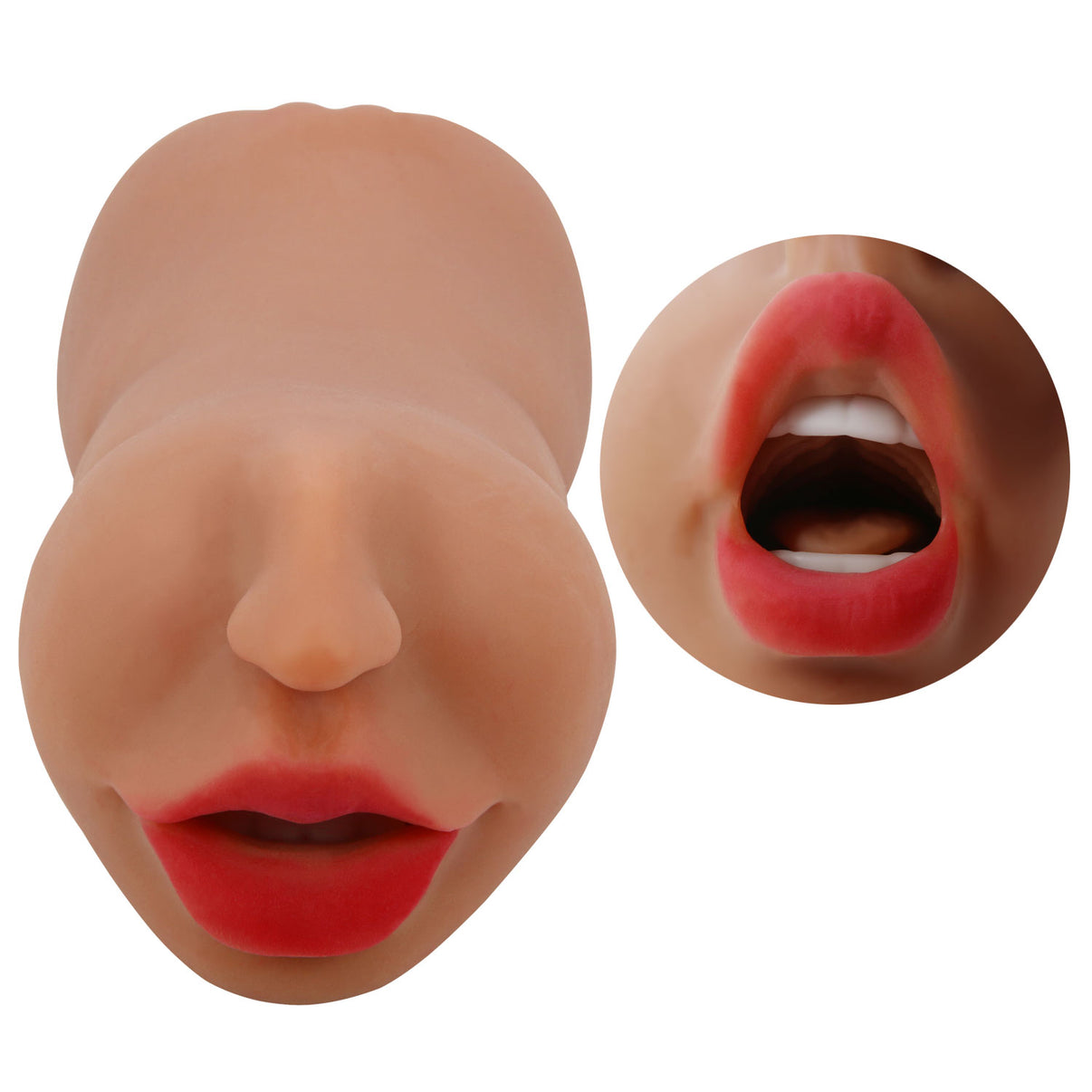 Zoey Mouth And Vagina Double Entrance Masturbator Sleeve - Brown | 6959532360165 | Discreet Personal Wellness