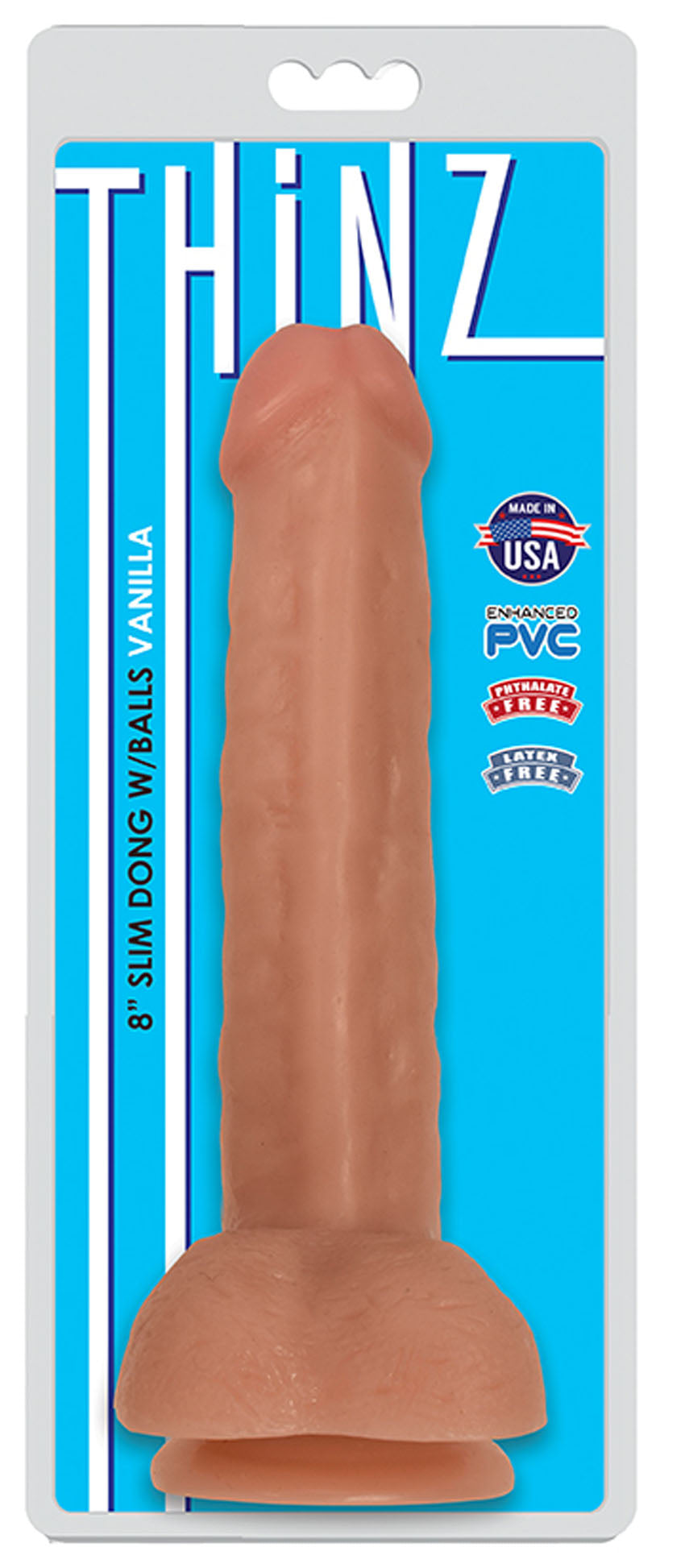 8 Inch Slim Penis With Balls - Vanilla | 643380985361 | Discreet Personal Wellness