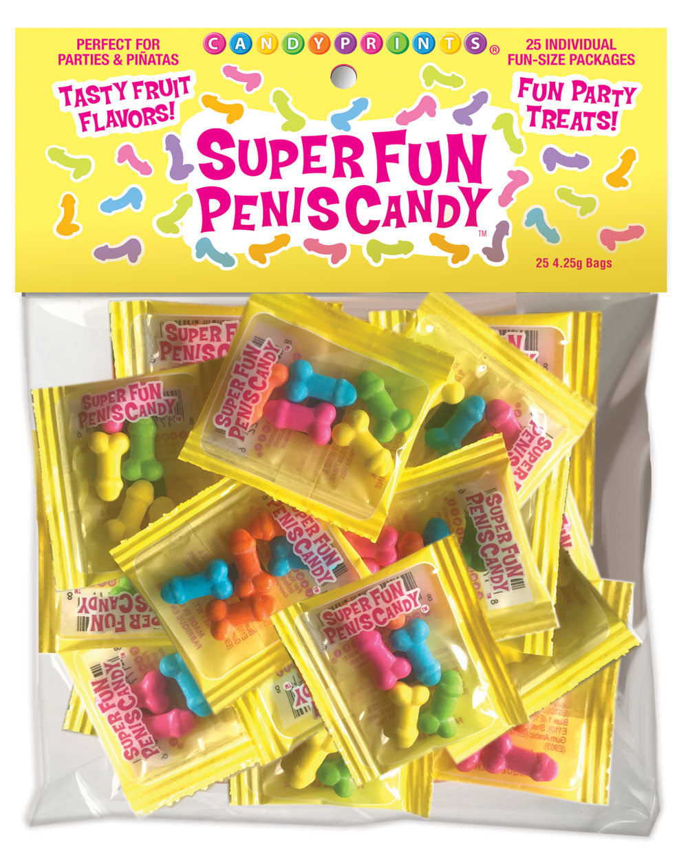 Super Fun Penis Candy 25 Individual Fun-Size Packages | 817717009000 | Discreet Personal Wellness