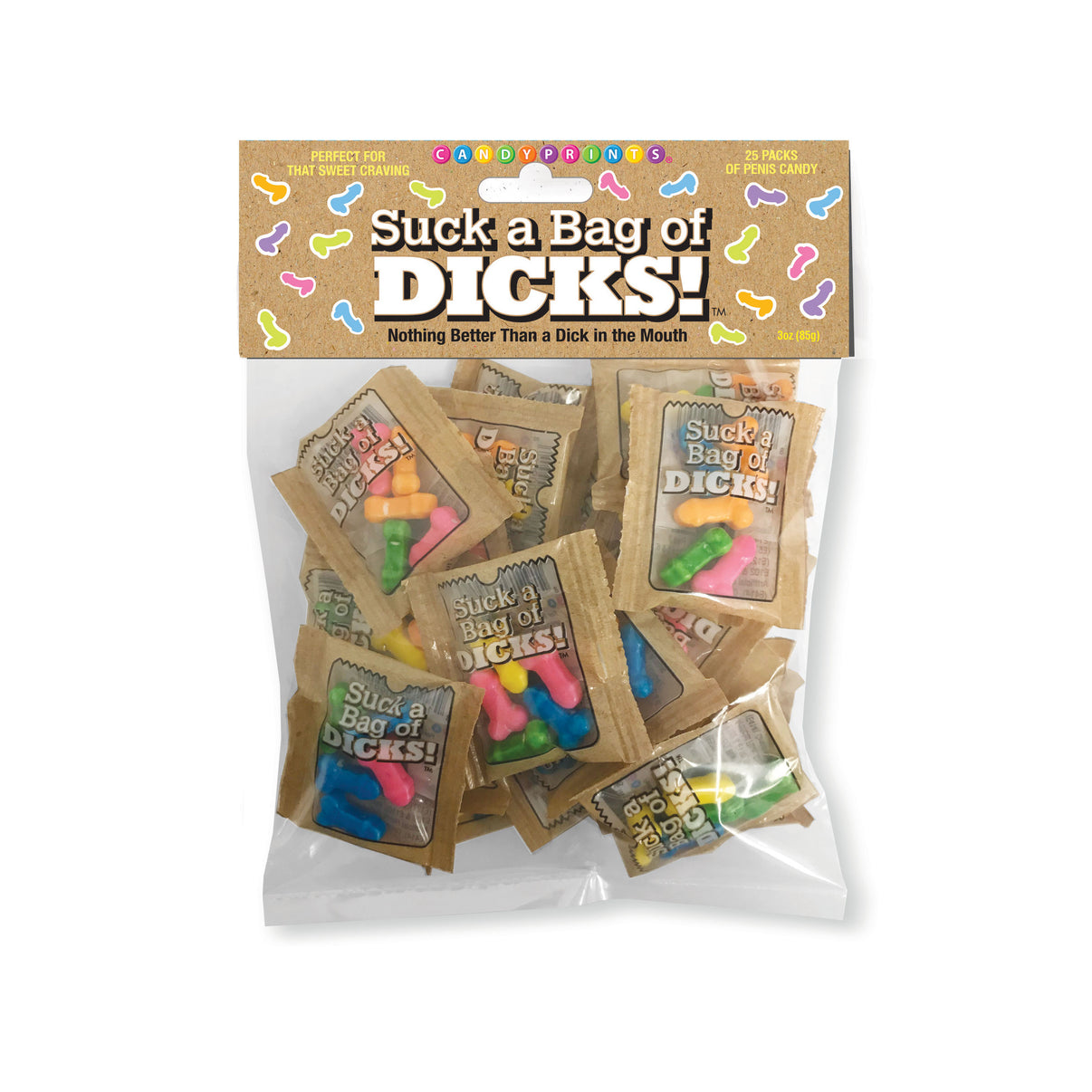 Suck a Bag of Penis! 25 Individual Fun Size Packages | 817717009031 | Discreet Personal Wellness
