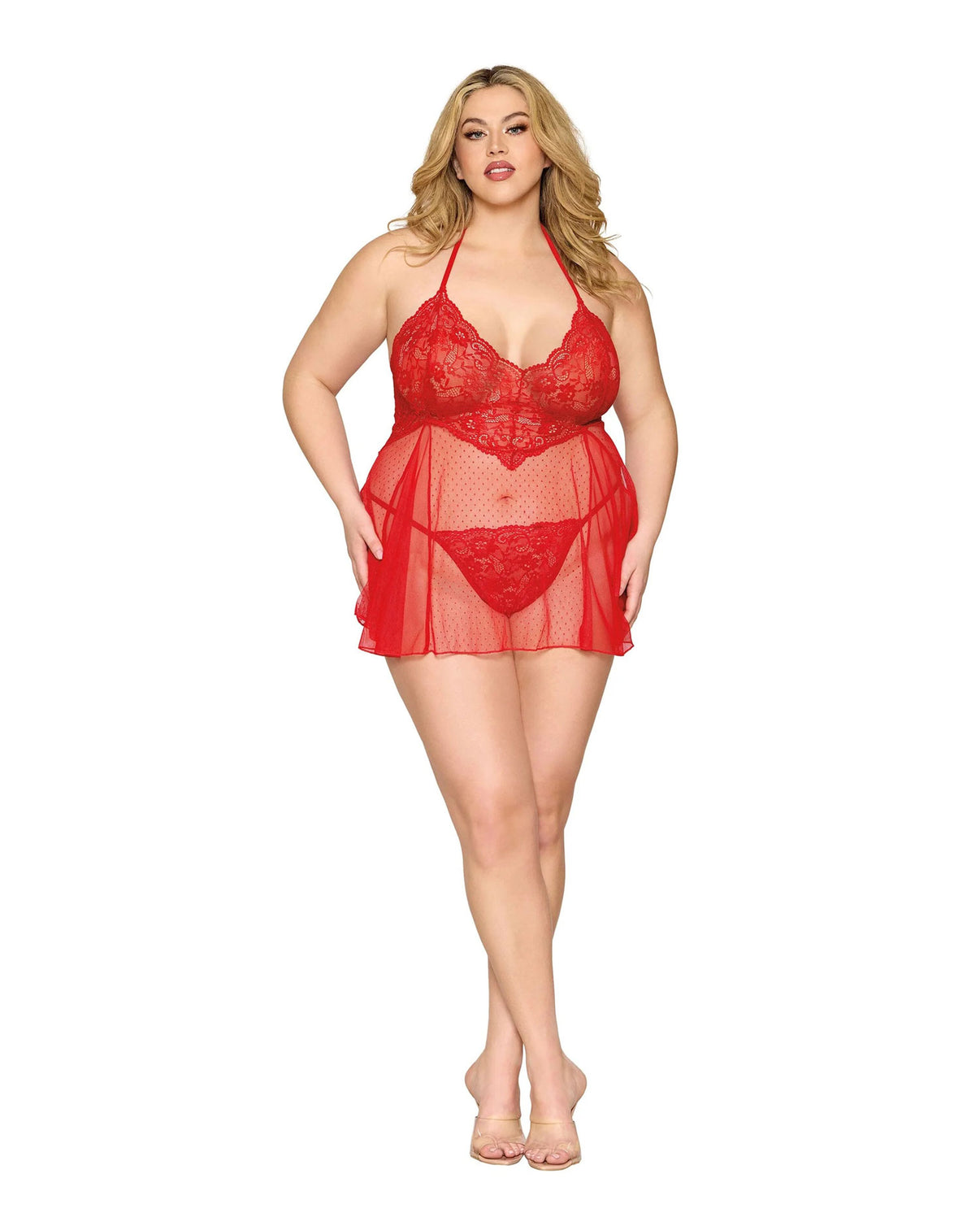 Babydoll and G-String Dmnd - One Size Queen - Red | 888368358052 | Discreet Personal Wellness