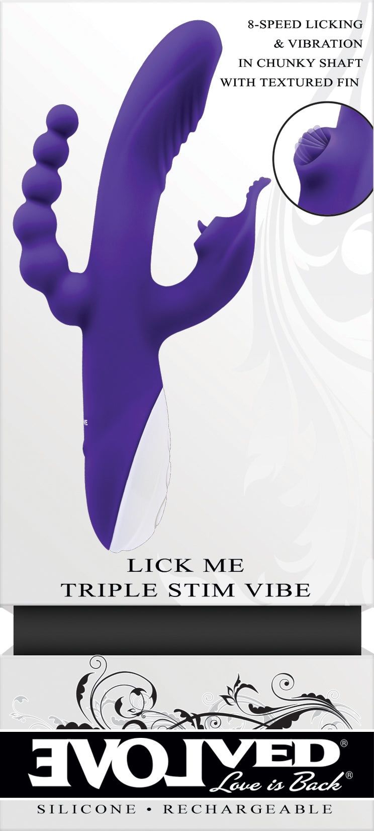 Lick Me - Triple Stim Vibe - Purple | 844477021010 | Discreet Personal Wellness