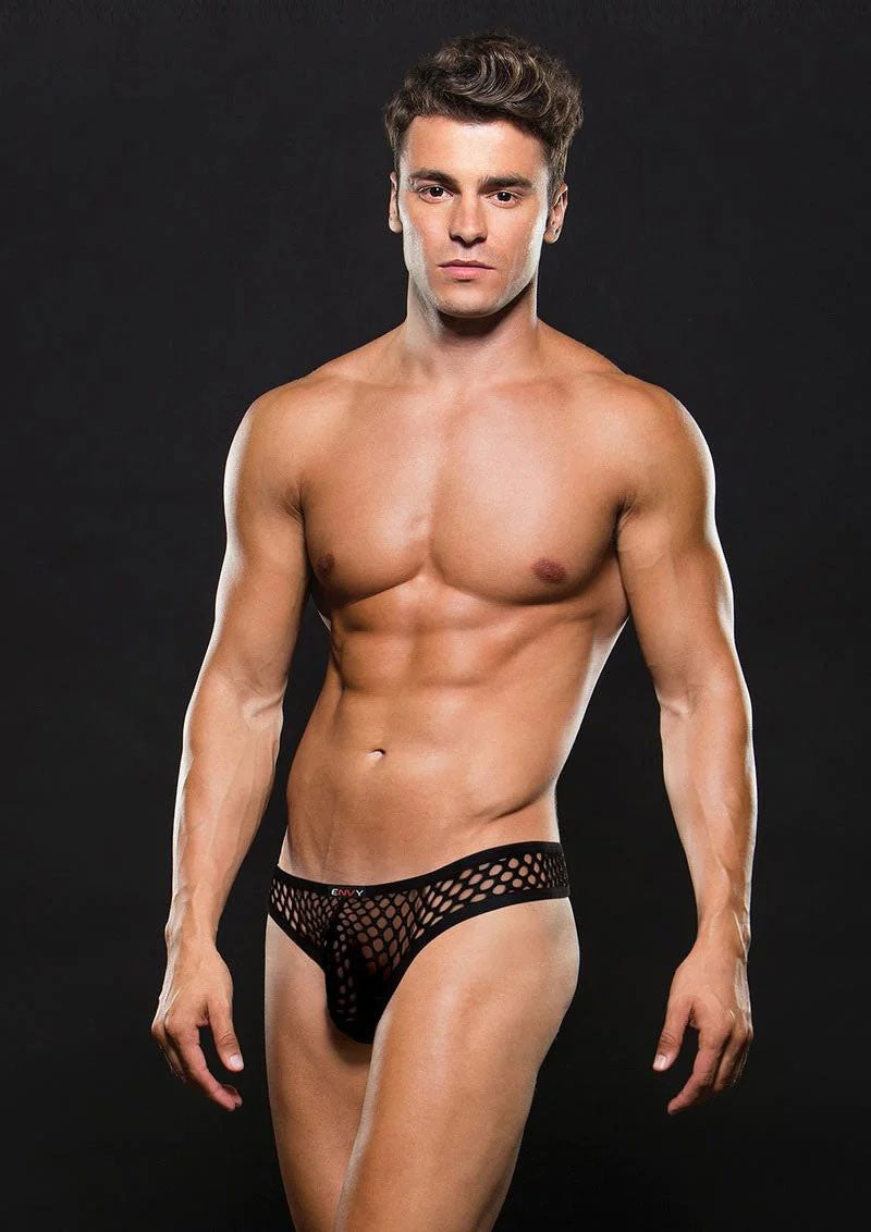 Envy Modern Fishnet Thong - Large/xlarge - Black | 4890808237861 | Discreet Personal Wellness
