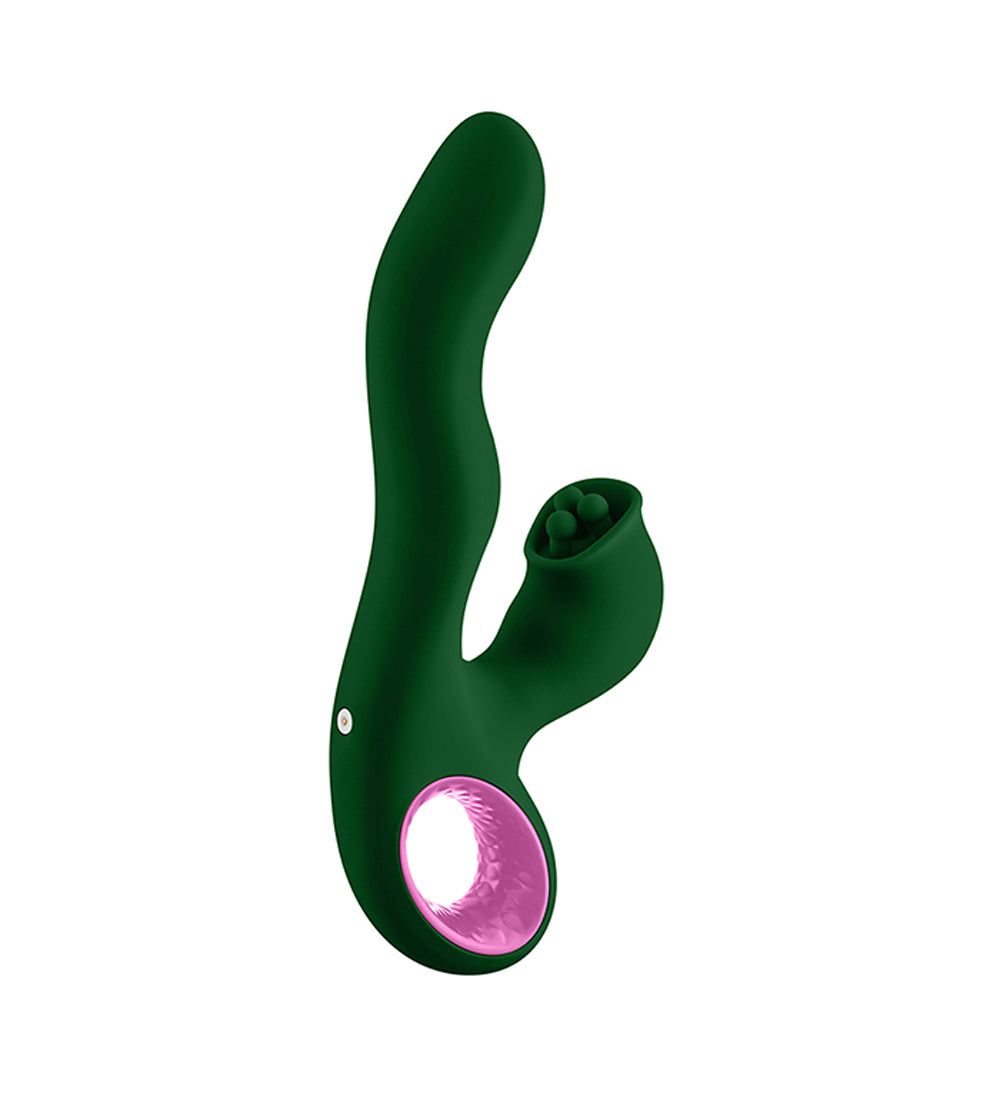 Pallina Triple-Action Rabbit Vibrator - Green | 810119283153 | Discreet Personal Wellness